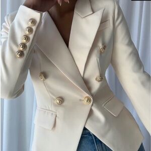 White Double Breasted Blazer